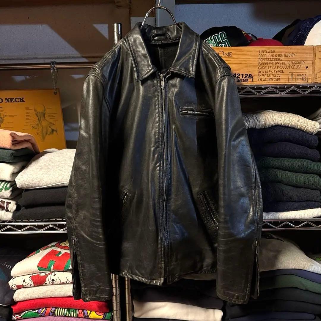 POLOJEANS Ralph Lauren シングルライダース 片ポケ 黒 中古・古着通販】POLO RALPH LAUREN (ポロ・ラルフローレン) レザー