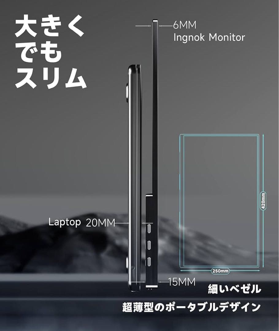 Ingknok IPS モバイルモニター 18.5インチポータブルモニター