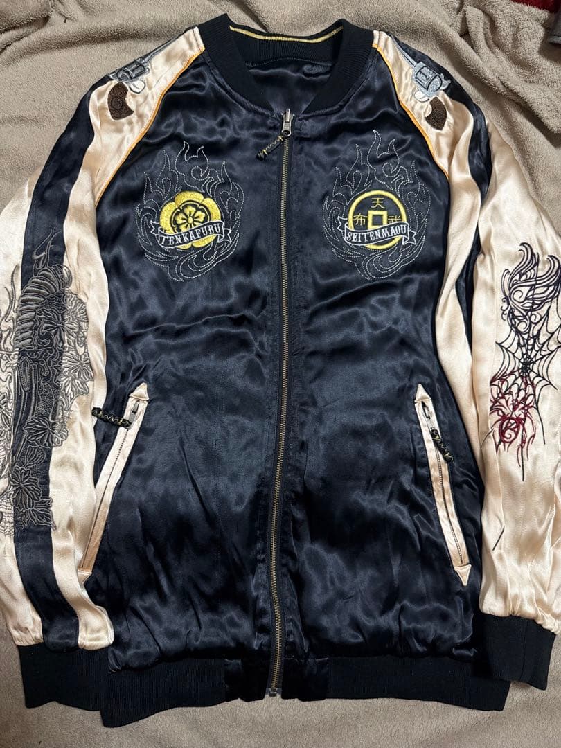 美品 2面用 雅結 蛇 スカル 日本限定 silk スカジャン vintage - メルカリ
