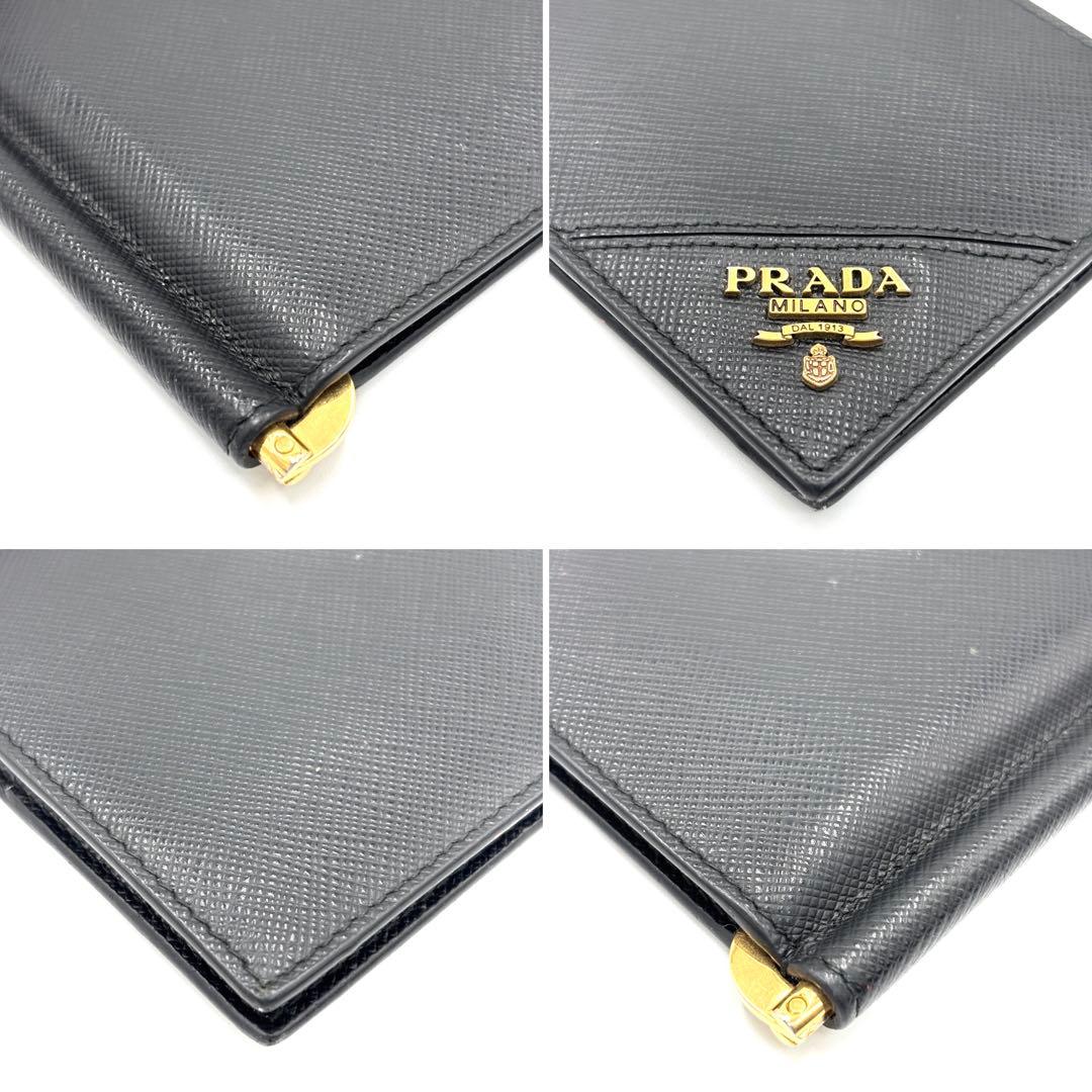 未使用に近い】プラダ マネークリップ ロゴ サフィアーノレザー