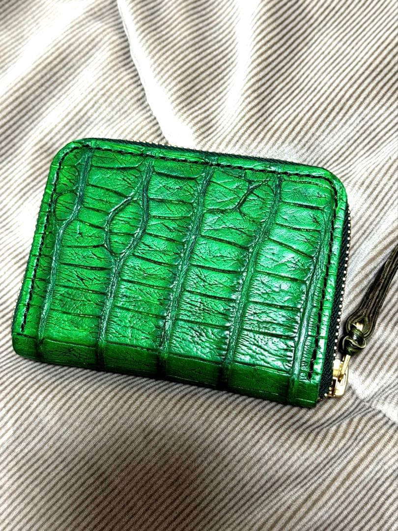 未使用！　アリゲーター　目地染　グリーン　ケース　ミニウォレット　手縫い LCR-1213_BR.jpg?v=1715231400&