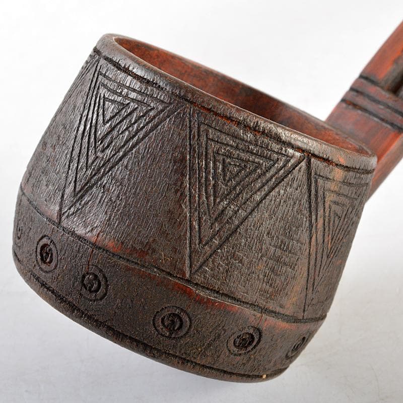 古民芸 古竹製 透かし彫唐草文 柄杓 アイヌ李朝 M R5953