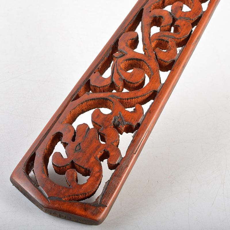 古民芸 古竹製 透かし彫唐草文 柄杓 アイヌ李朝 M R5953