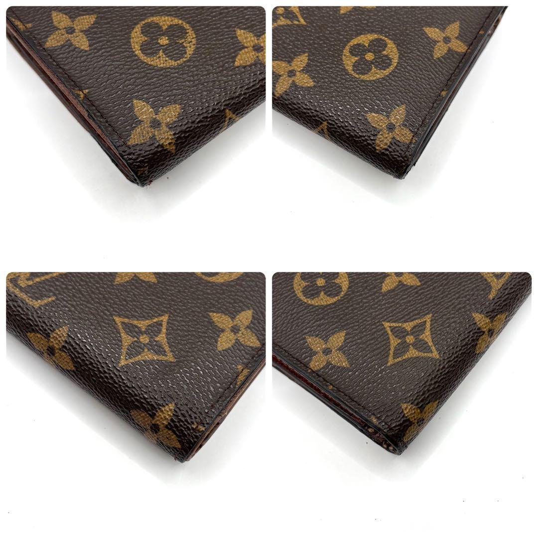 ルイヴィトン 二つ折り財布 トレゾール L字 ファスナー 茶 ブラウン