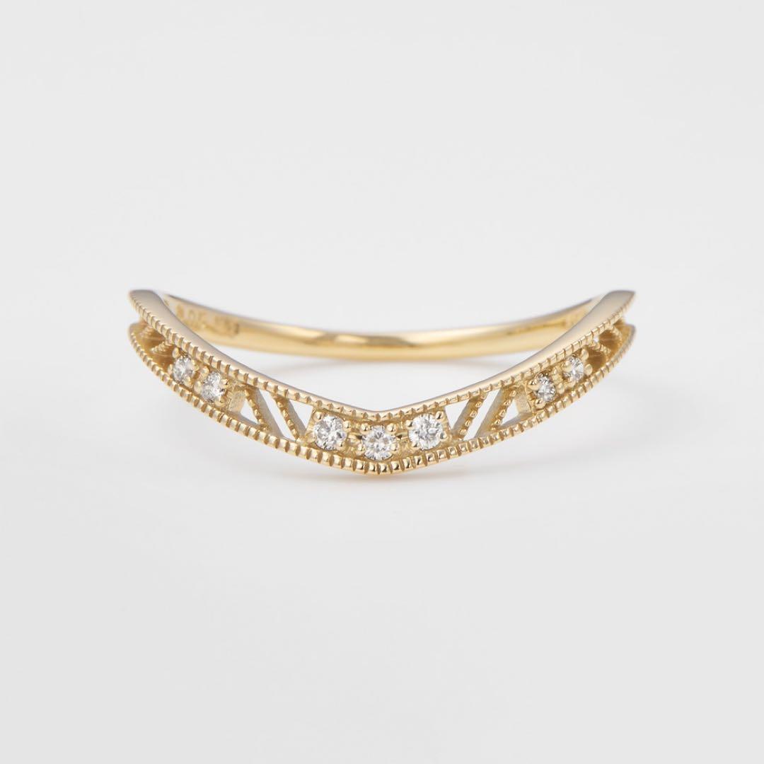 agete アガット K10 ダイヤモンド V字リング 透かし 15号 - メルカリ