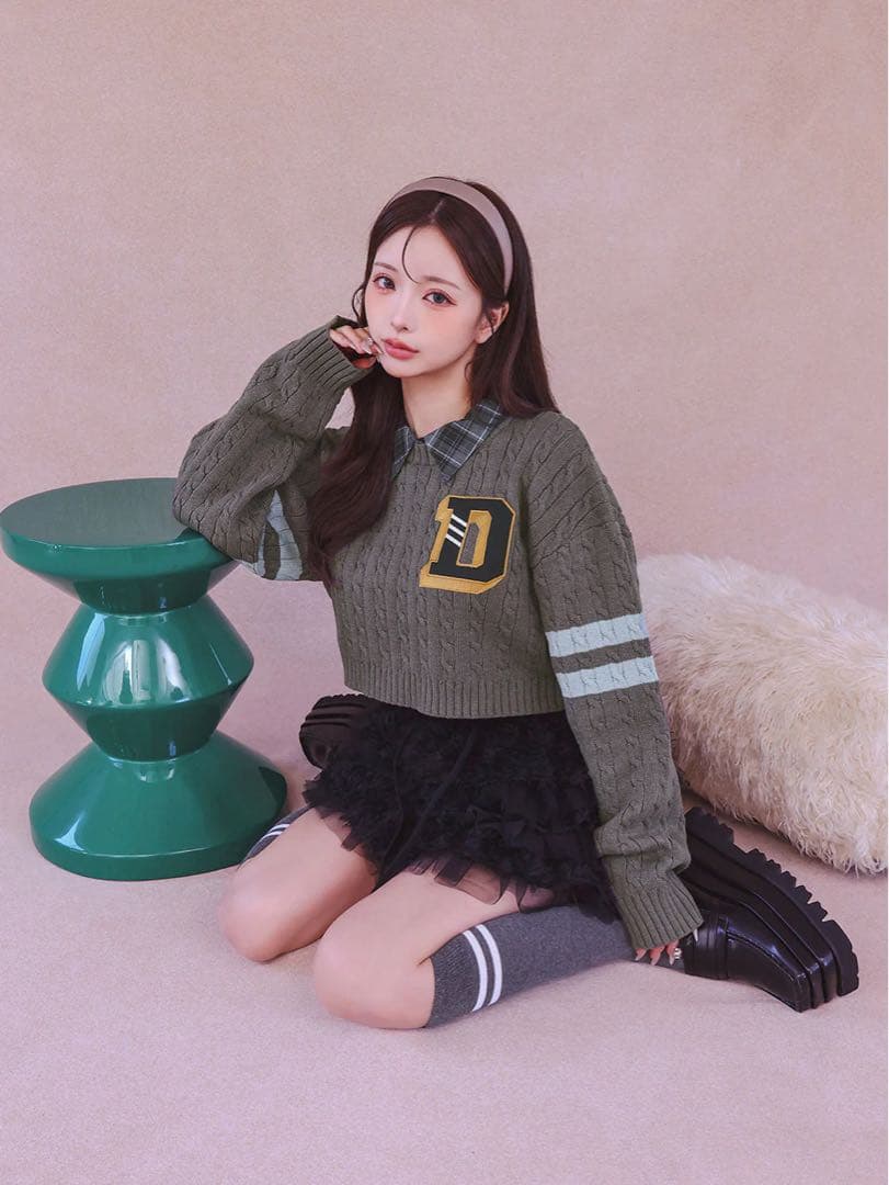 ダーリッチ カレッジワッペンショートニットトップス GRY カレッジワッペンショートニットトップス – Darich (ダーリッチ)