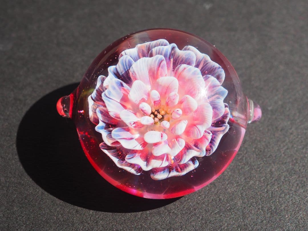 ꫛꫀꪝ硝子の髪飾り☆ポンポネグラス☆ヘアゴム 「想像の花」pink