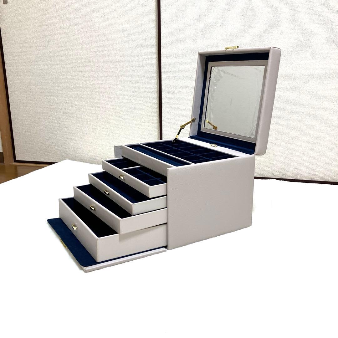 M*o様 グレーの多段式アクセサリーケース ☆ グレー ジュエリーボックス 通販 大容量 アクセサリーケース