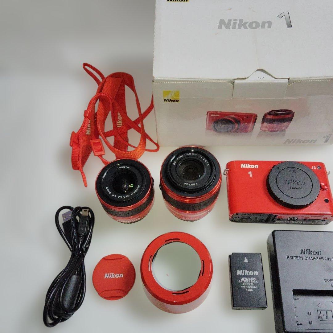 Nikon 1 J2 オレンジ本体＋ レンズ2本セット 10-30mm難あり
