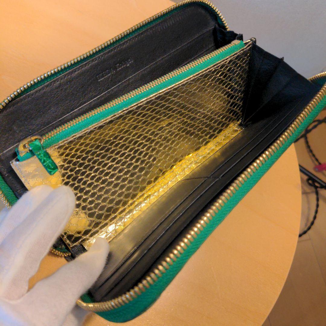 池田工芸100万円がはいる長財布クロコダイルダブルゴールドパイソン