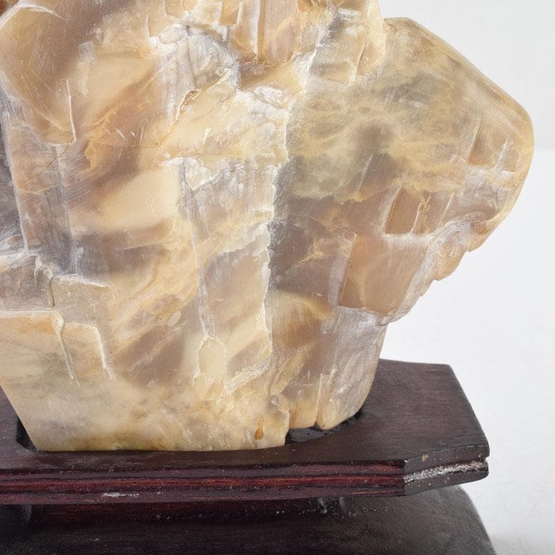 中国 玉石寿山石鶏血彫刻 山水雕 置物 唐木台付 V 9220 - メルカリ