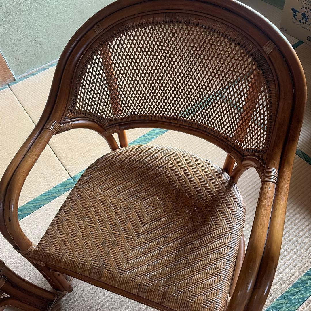 オールドラタン 籐 椅子 アームチェア 二脚セット昭和レトロ - メルカリ