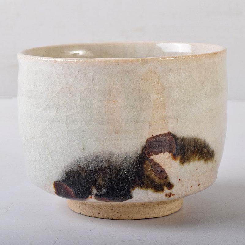 真葛焼 治平香斎作 絵志野 茶碗 一茶翁花押 二代 真葛香斎識箱 V R8403