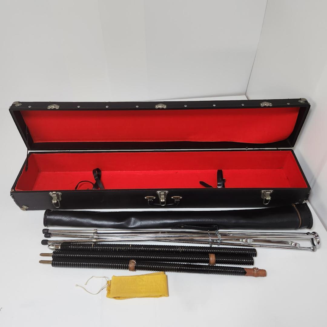 旗棒・旗用トランク・三脚 セット 黒塗千段巻棒・金ネジ式 中古品