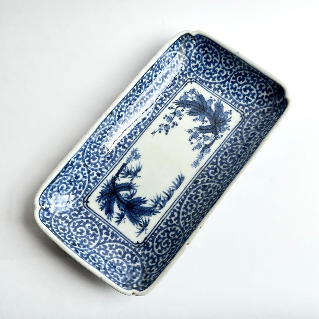 江戸中期 古伊万里 奇玉宝鼎之珍 染付 松竹梅 蛸唐草文 長角皿 - メルカリ