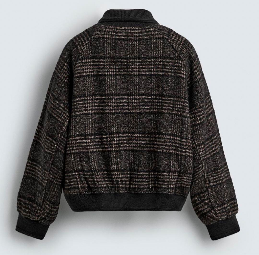 ZARA リブ襟切り替えジャケット チェック Mサイズ - メルカリ