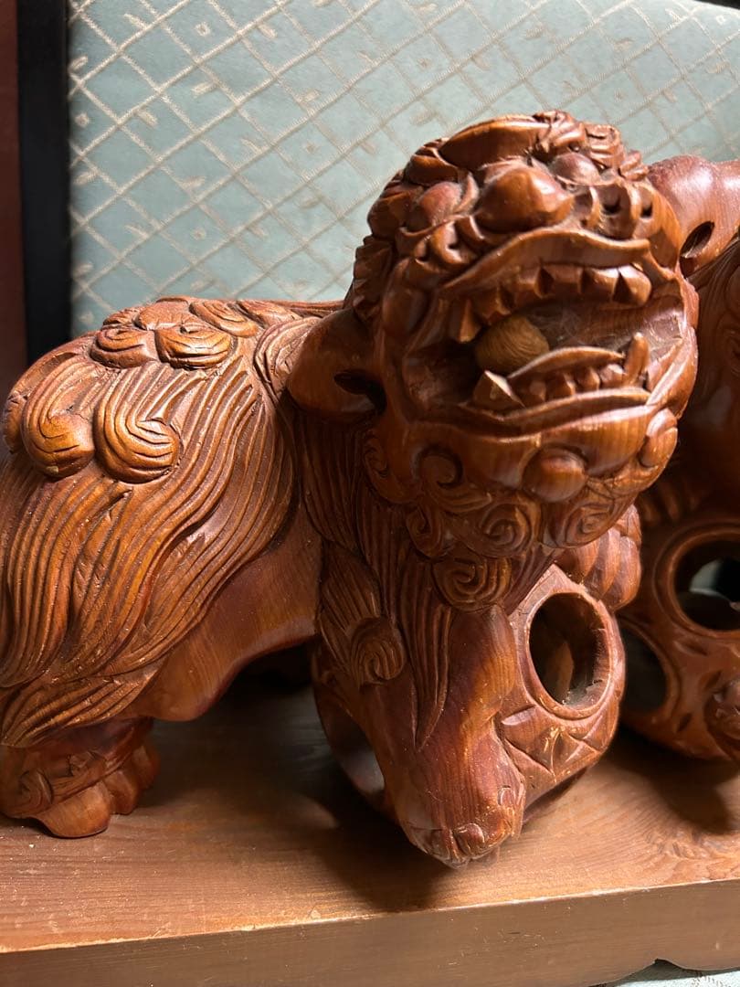 木製 獅子彫刻 伝統工芸品 - メルカリ