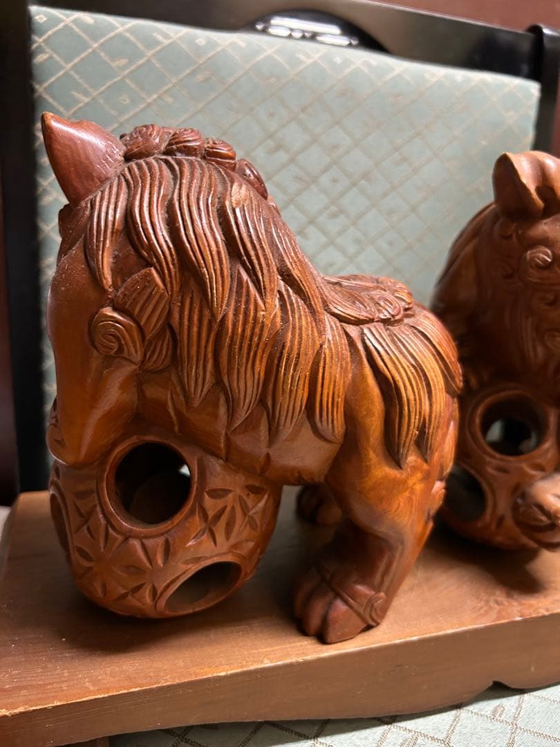 木製 獅子彫刻 伝統工芸品 - メルカリ