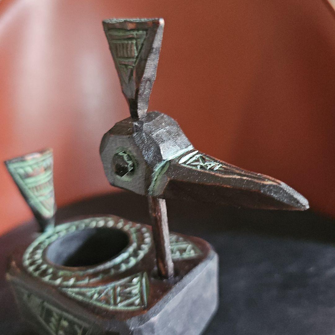 阿部紀男「鉛筆立て」アイヌ彫り 木彫り