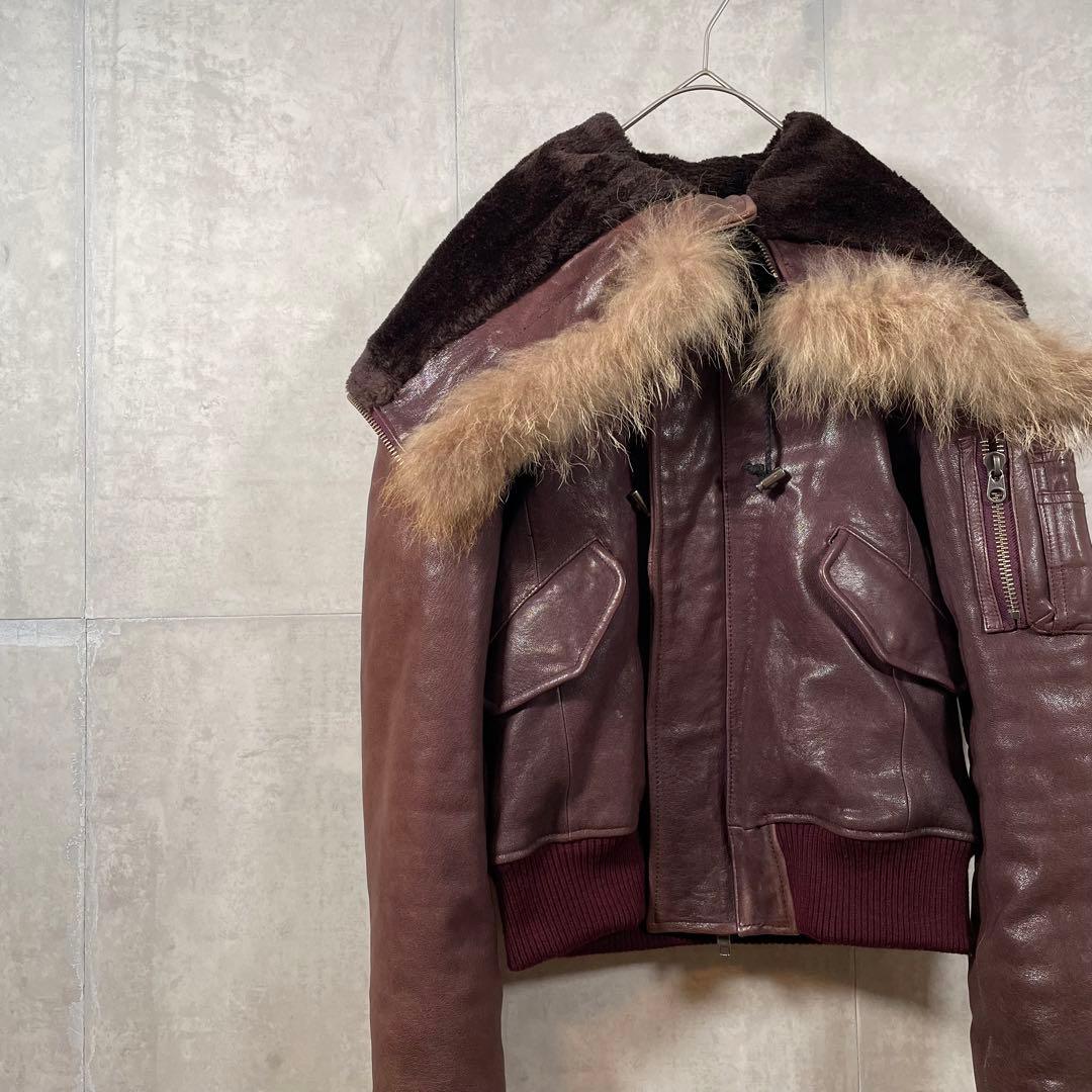 美品 haruf N2B レザー フライトジャケット ライダース 山羊革 A-2