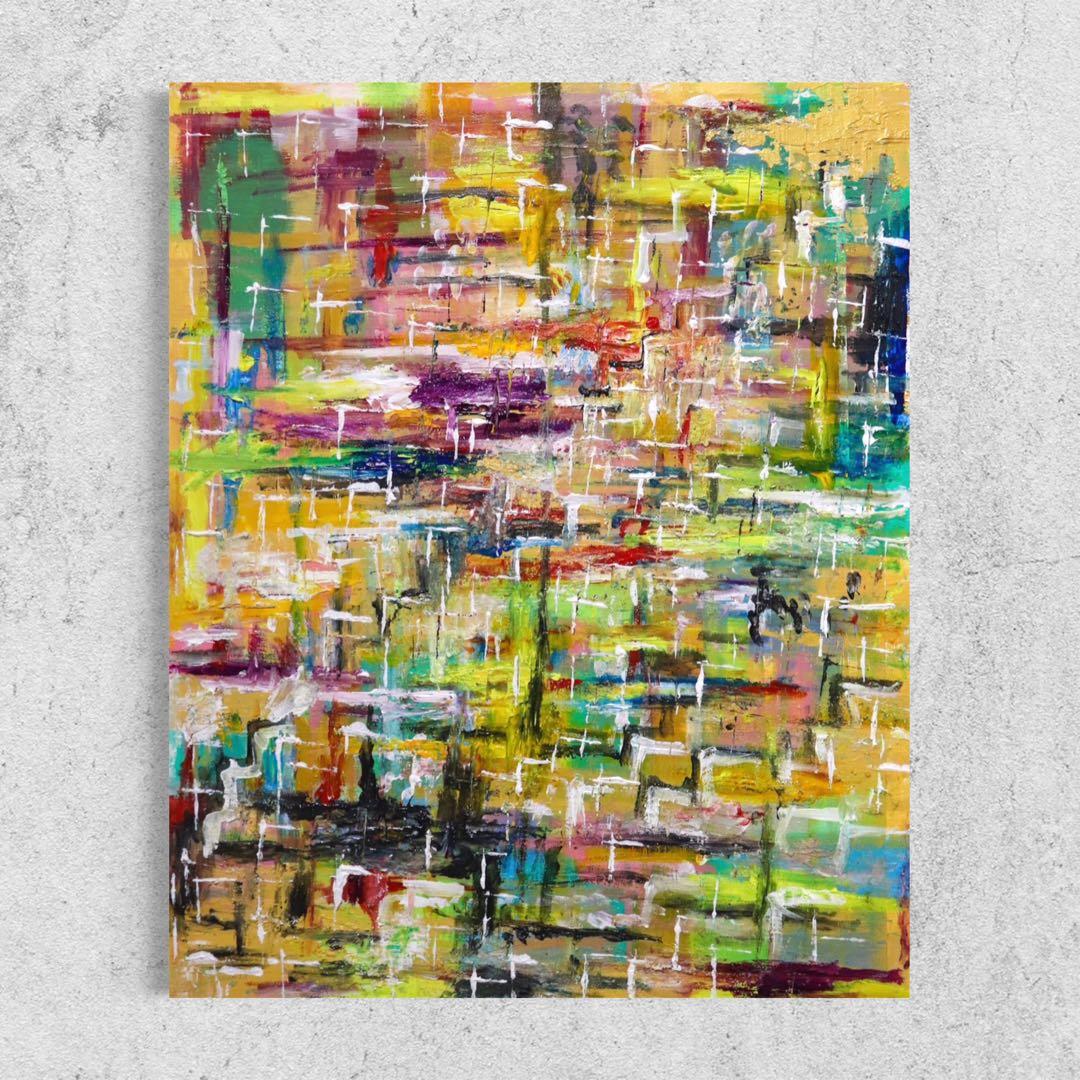 「人生と黄金未来」原画　F15号　抽象画　現代アート　手描き 人生と黄金未来」F15号 原画 現代アート | yk3art.official