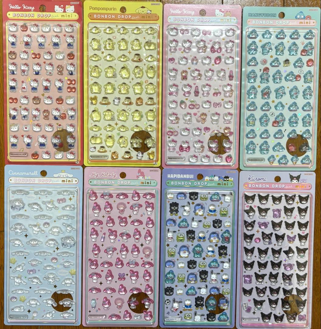 正規品』サンリオミニボンボンドロップシール 全種8枚セット 18時まで
