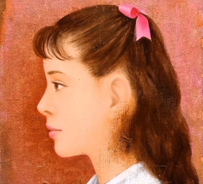 田村正幸 「甘きかおり」 サムホール 受賞多数！少女像 油彩