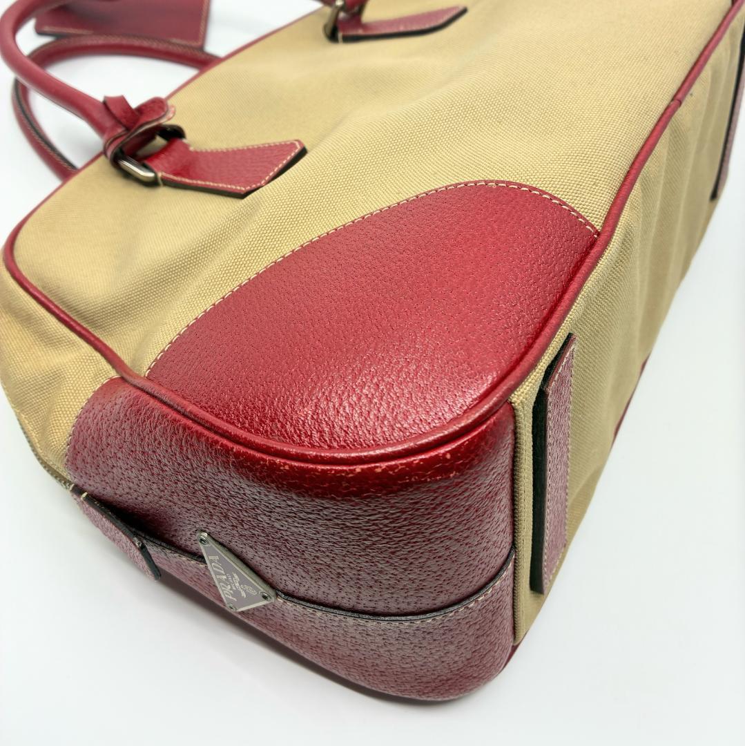PRADA プラダ キャンバス×レザー ボストンバッグ A1356A5 - バッグ