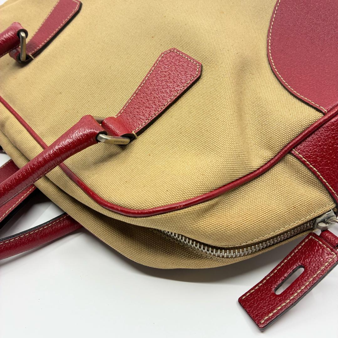 PRADA プラダ キャンバス×レザー ボストンバッグ A1356A5 - バッグ