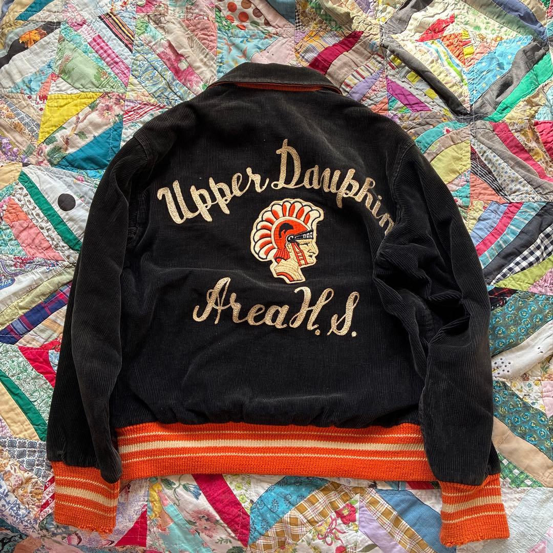 アンティークヴィンテージ50sアメリカスタジャン古着コーデュロイ刺繍