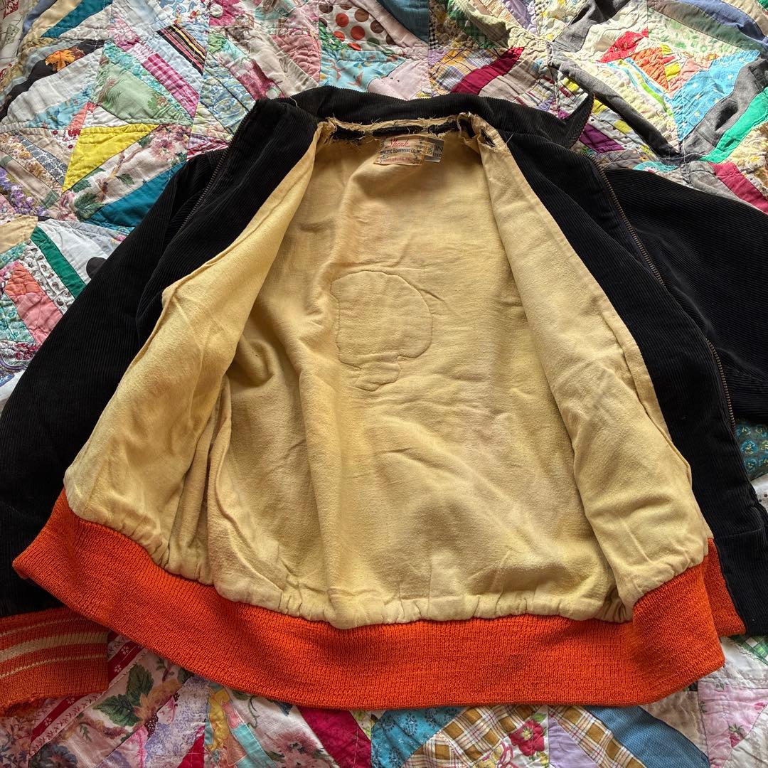 アンティークヴィンテージ50sアメリカスタジャン古着コーデュロイ刺繍