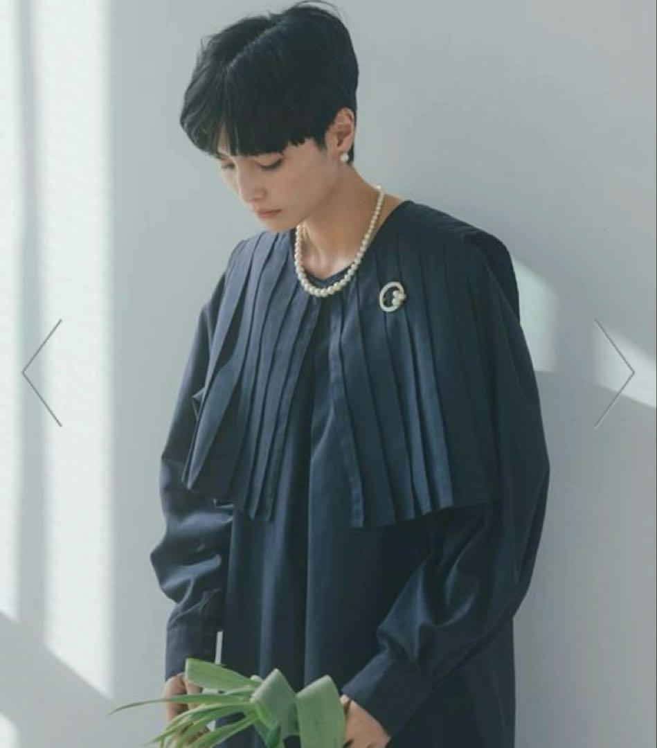 新品《natural by clip》プリーツ襟タックワンピース