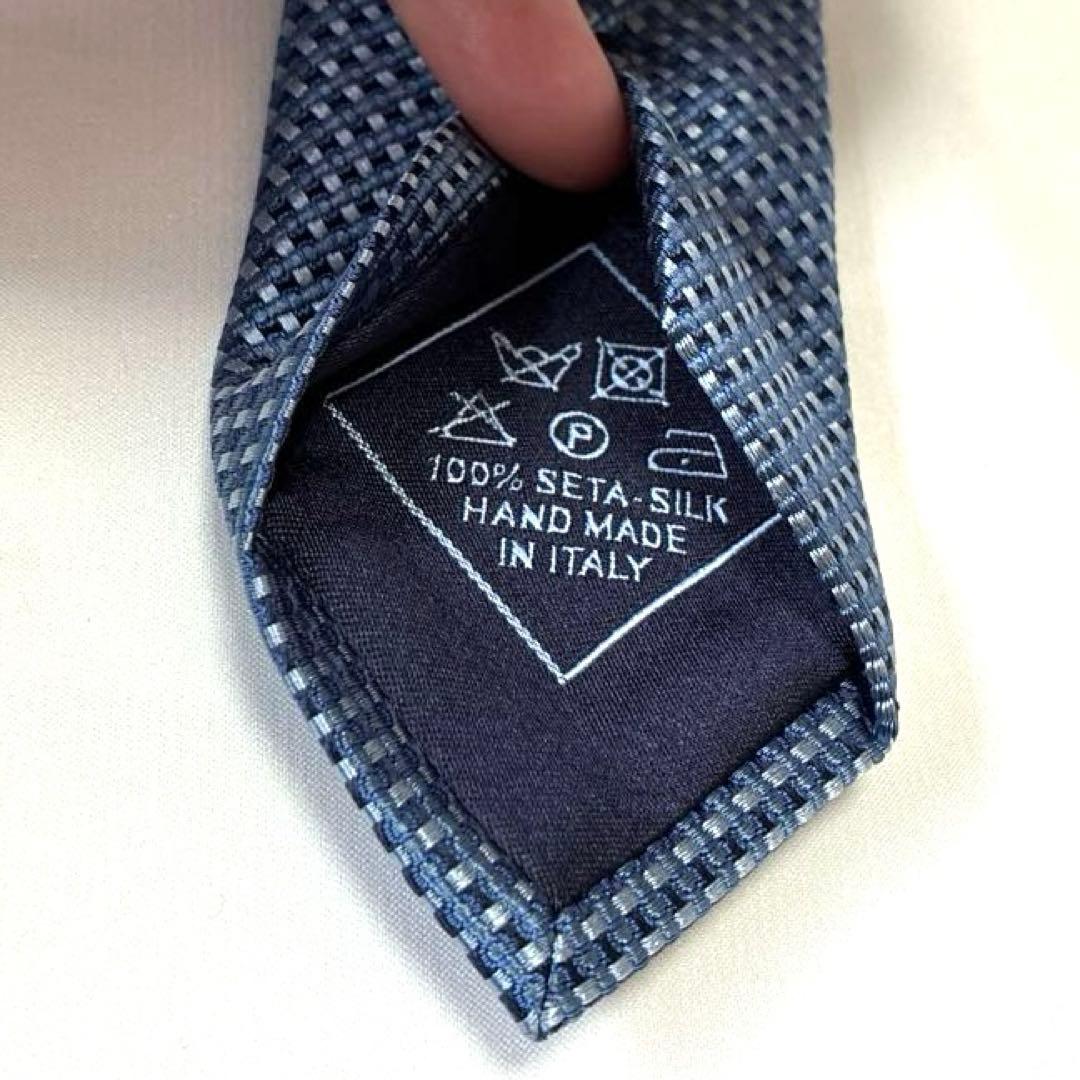 ◇未使用 Brioni ブリオーニ ネクタイ 総柄 イタリア製 ブルー系
