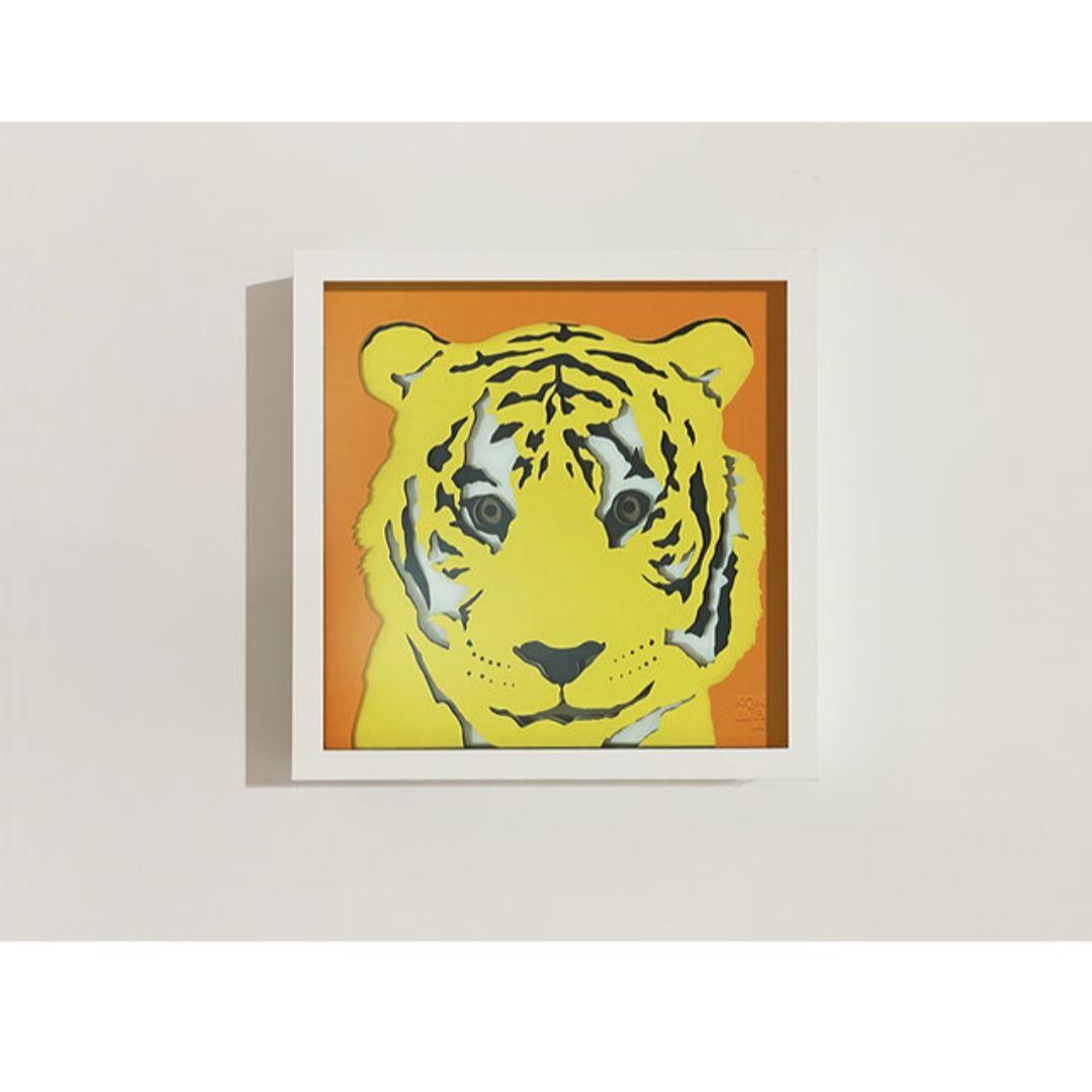 【美品】【希少】駒形克己　サイン入り　トラ　彫りアート フレーム付き PIECES ジークレー版画 「STAY THERE」 駒形克己 -の商品詳細 | 蔦屋