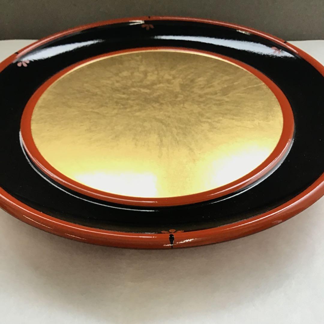 茶道具 漆器盆 朱塗金箔盆 床飾りや実用性も兼ねる 紙箱 S60BN