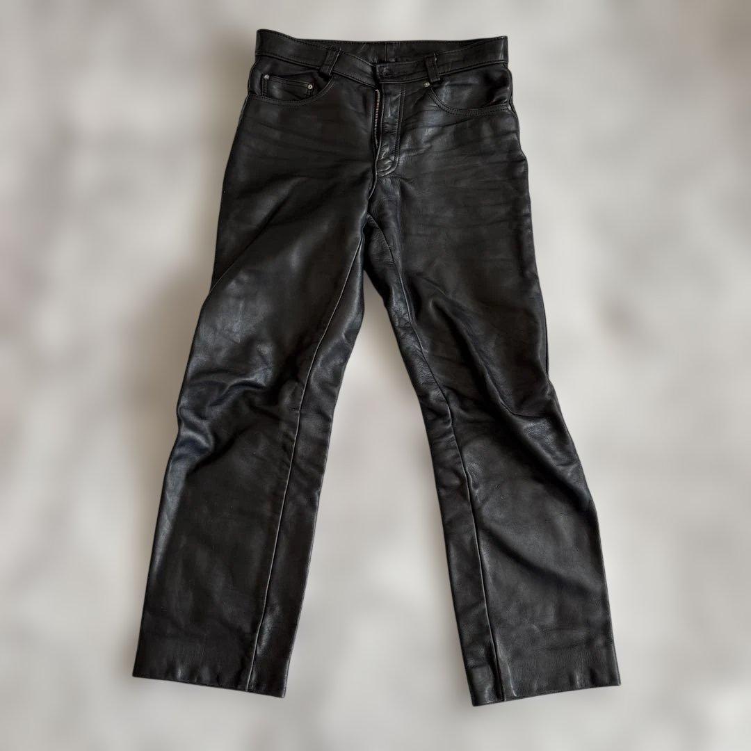 レザー ストレートレッグパンツ 黒 - パンツお 得 な 通販 サイト