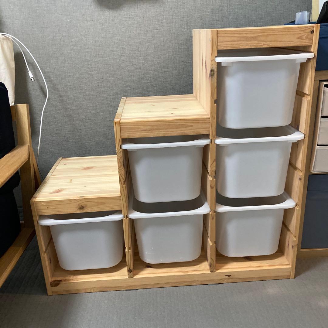 引取り限定】IKEA トロファスト 階段タイプ ホワイトボックス6個付き