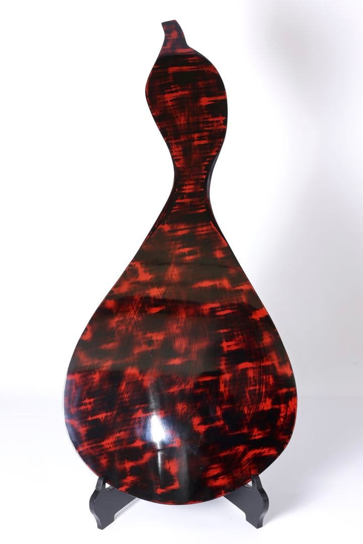 極上漆芸】漆芸家 野澤寛 作 朱漆塗 瓢箪形 飾台 大型 花台 平台 箱栞