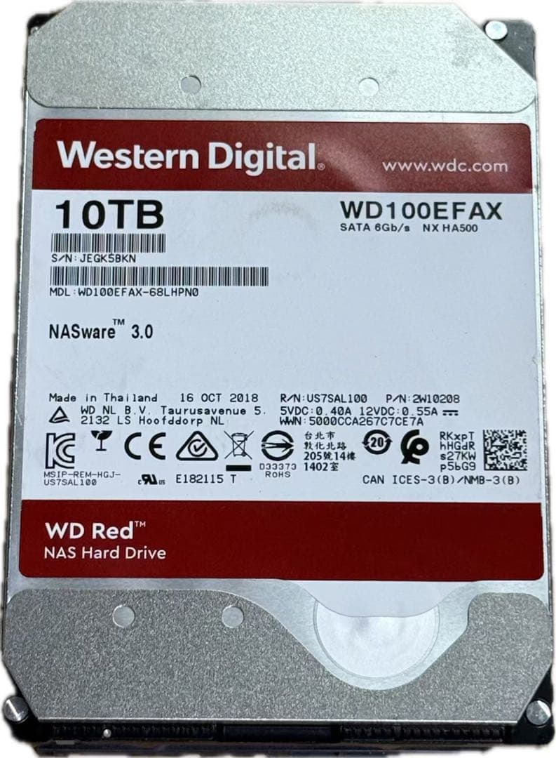 外付けハードディスク・ドライブ WD100EFAX 10TB HDD 120502