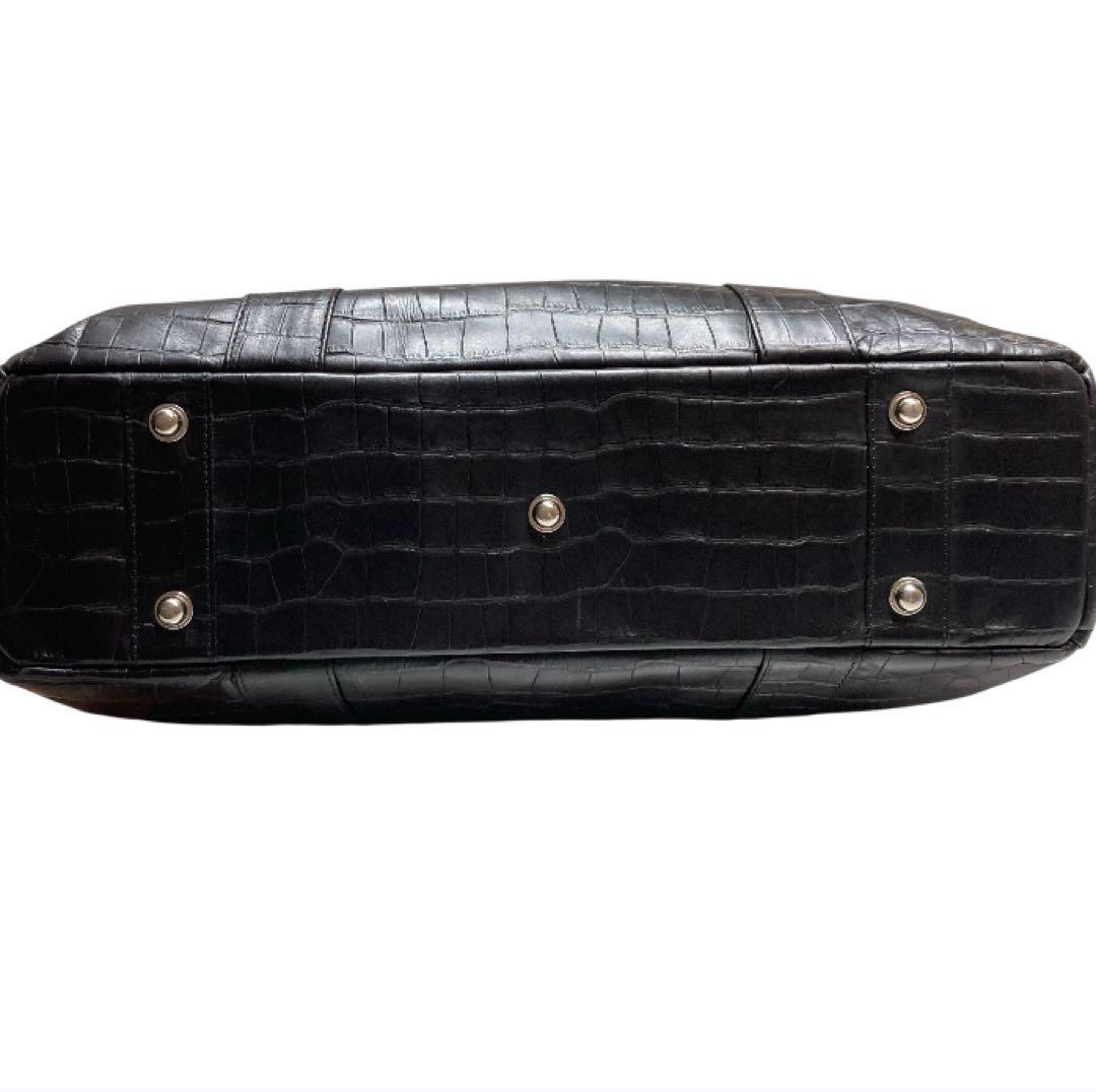 Orobianco オロビアンコ ボストン トートバッグ クロコ押し ブラック