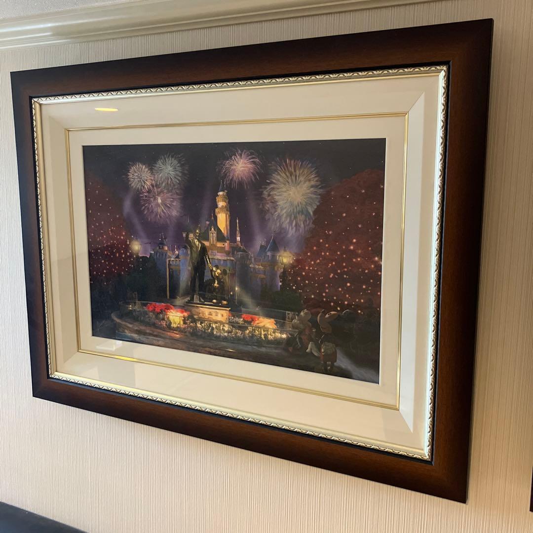 日本画 直筆 水墨山水画 高級額縁 落款付き 外寸約962×663mm