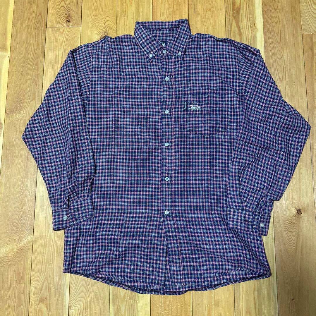 old stussy チェックシャツ 90s - メルカリ