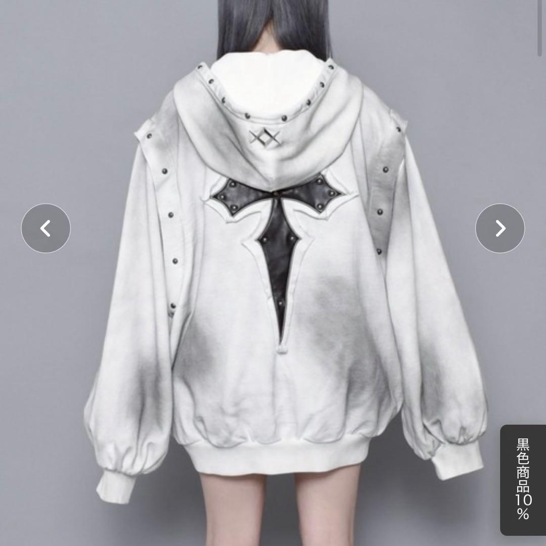 REFLEM 25ss ホワイト 顔料加工セパレートスリーブZIPパーカー