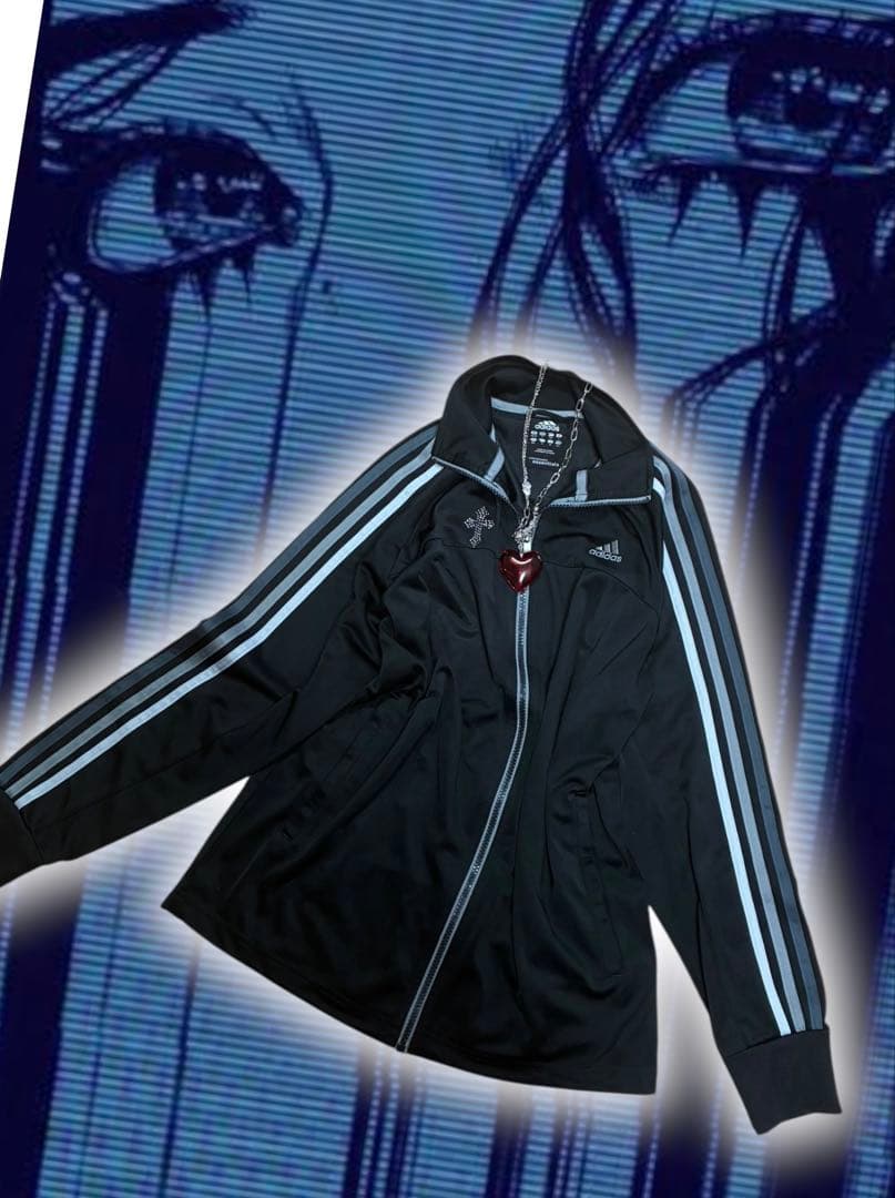 y2k十字架adidasビジュー3本線トラックジャケット古着屋パンク平成
