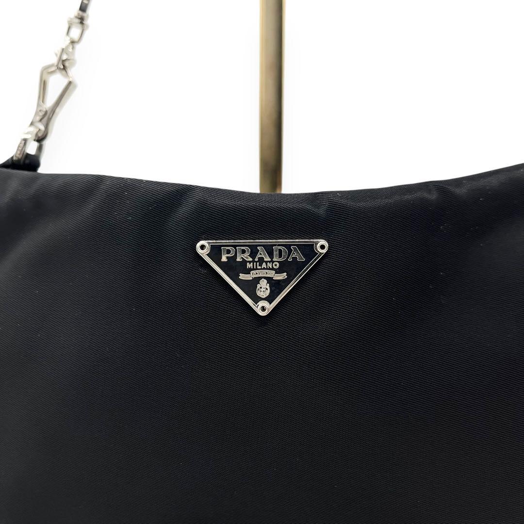 極美品□プラダ ワンショルダー アクセサリーポーチ ナイロン 三角ロゴ