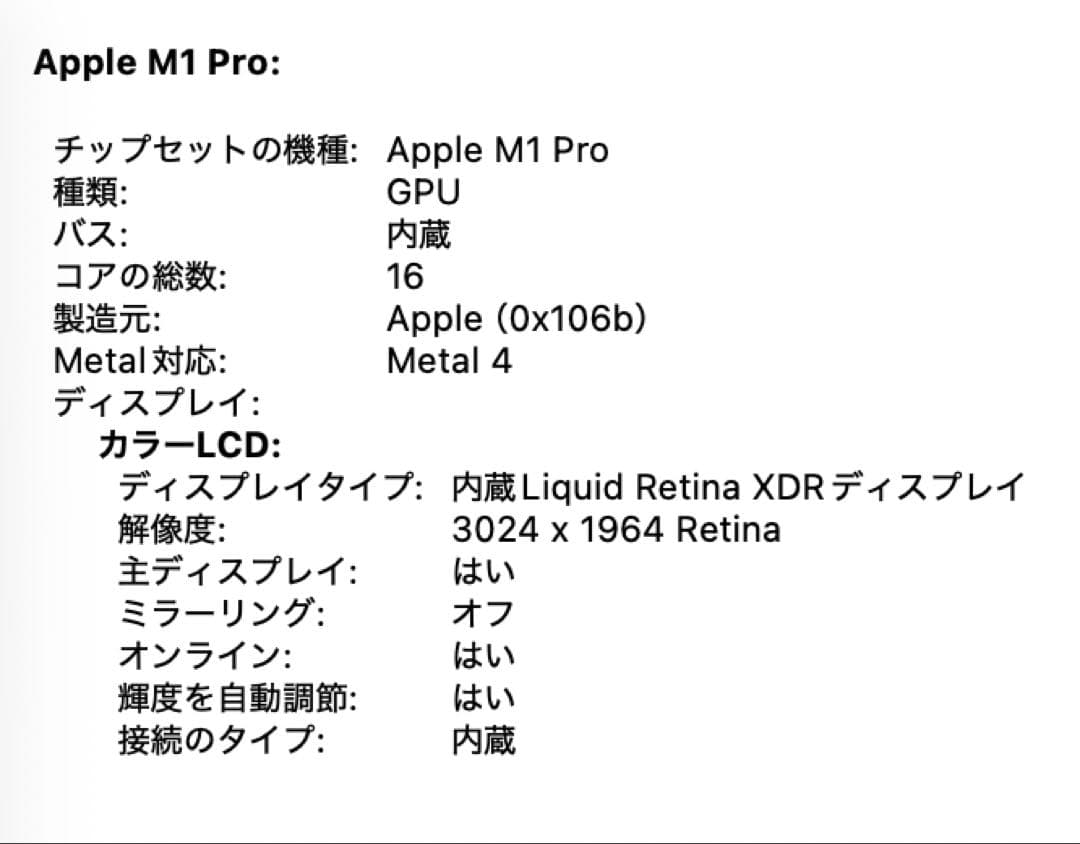 【極美品】MacBook Pro M1 14インチ 32GB 1TB