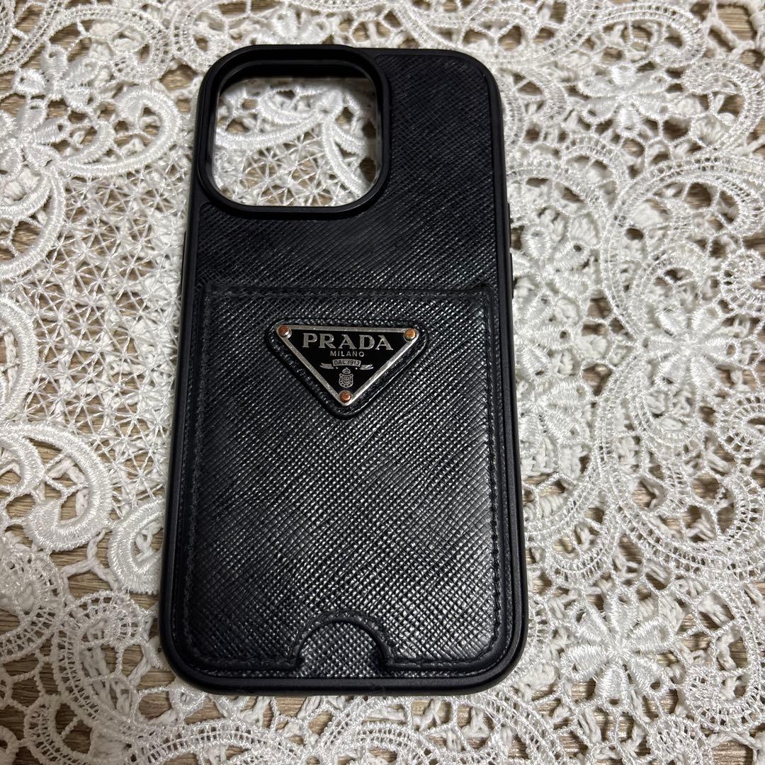 PRADA iPhone15pro ブラックレザー iPhone用ケース - メルカリ