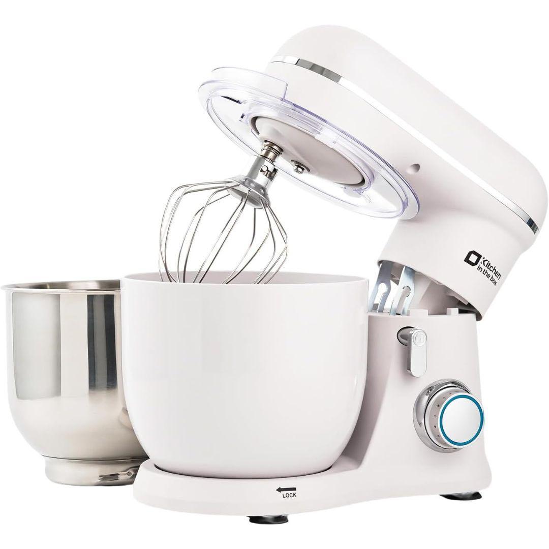 スタンドミキサー ダブルボウル 卓上ミキサー 3種類アタッチメント付き Amazon | Kitchen in the box スタンドミキサー 3.5L+3.5Lダブルボウル
