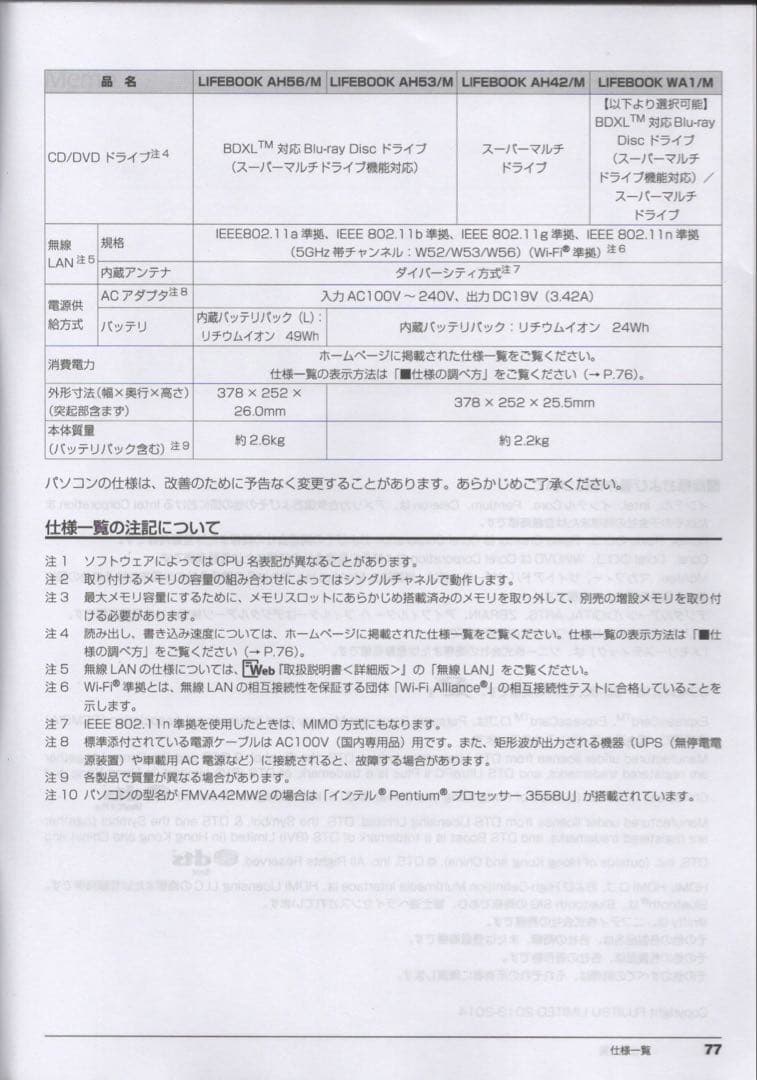 富士通 LIFEBOOK AH56/M アルマイトホワイト ノートPC