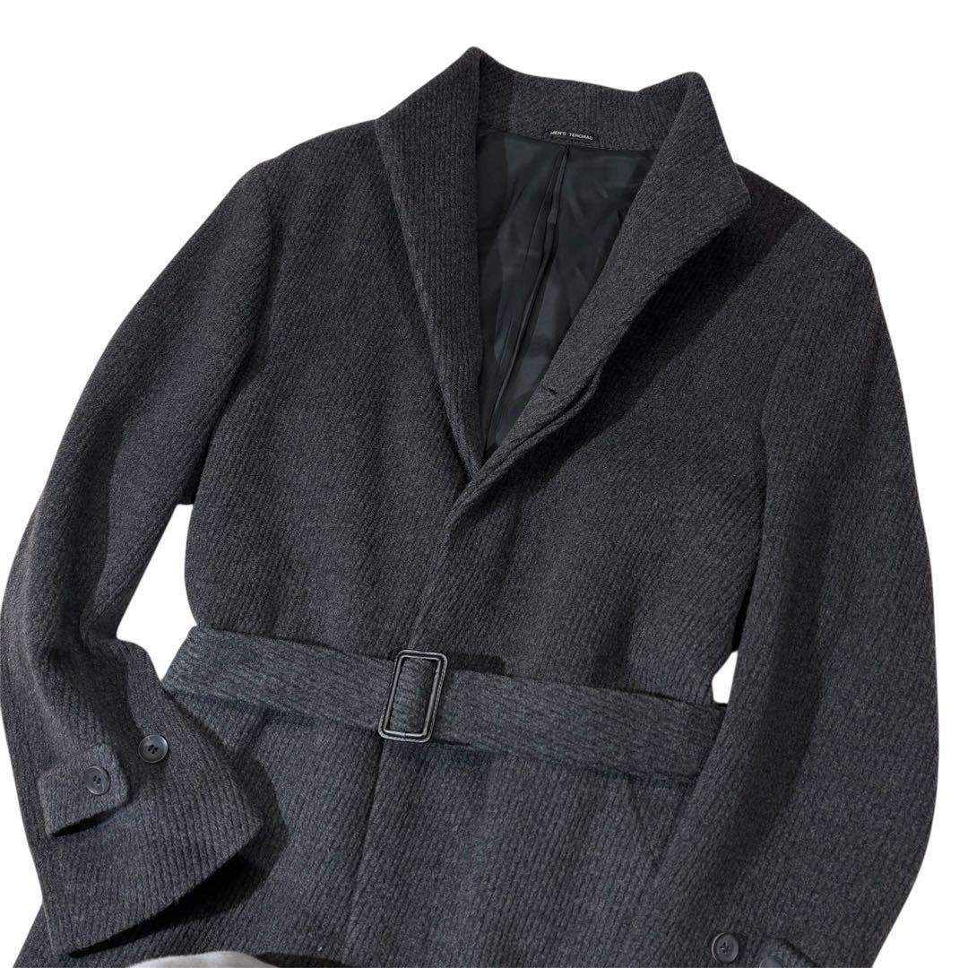 《美品》MEN’S TENORAS アンゴラ ベルト付 ロングコート XL